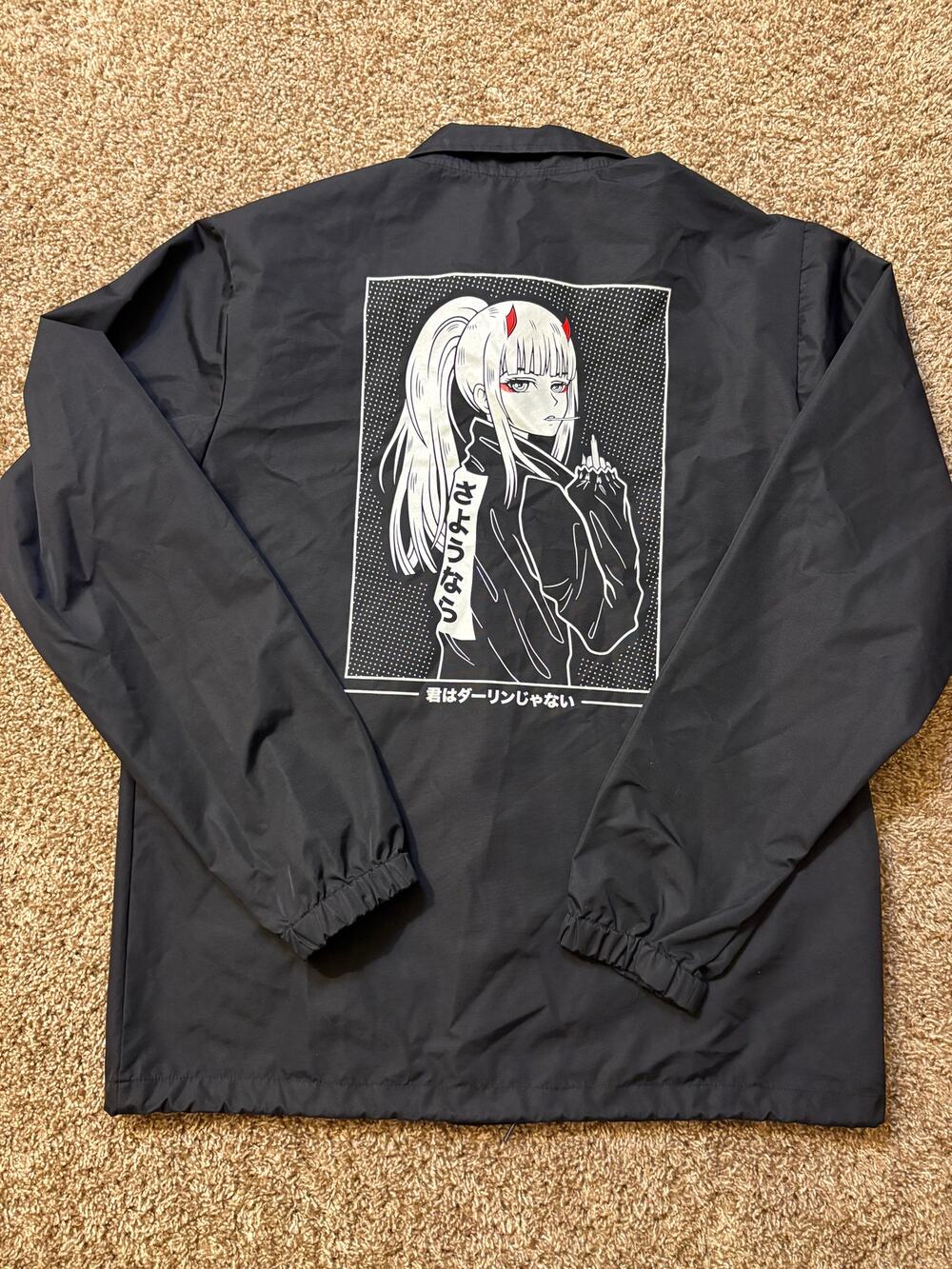 Hello Senpai Zero Two Darling in the Franxx Graphic Coach Jacket Size Large